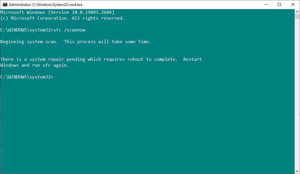 windows 10 command prompt scannow