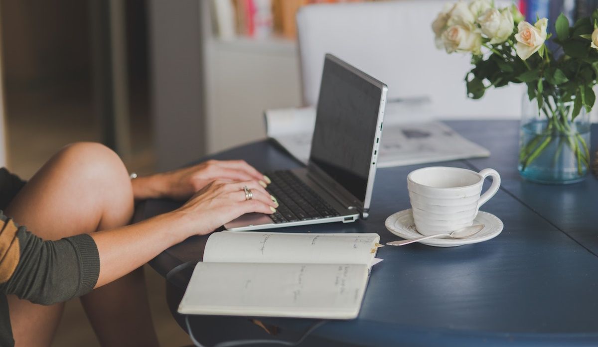 A woman using a computer