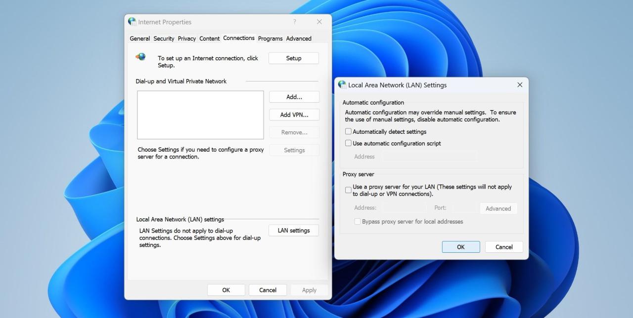 Changing LAN Settings in Windows 11
