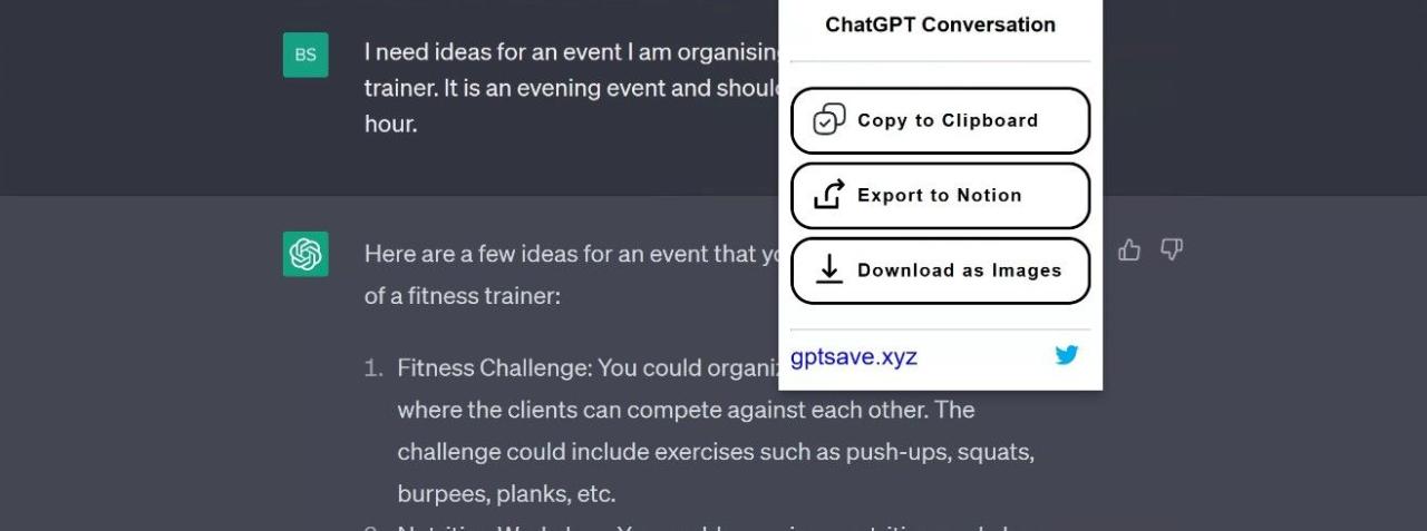 Screenshot of Export ChatGPT dialog box
