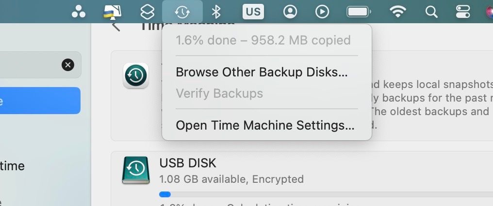 Time Machine verifying backups option