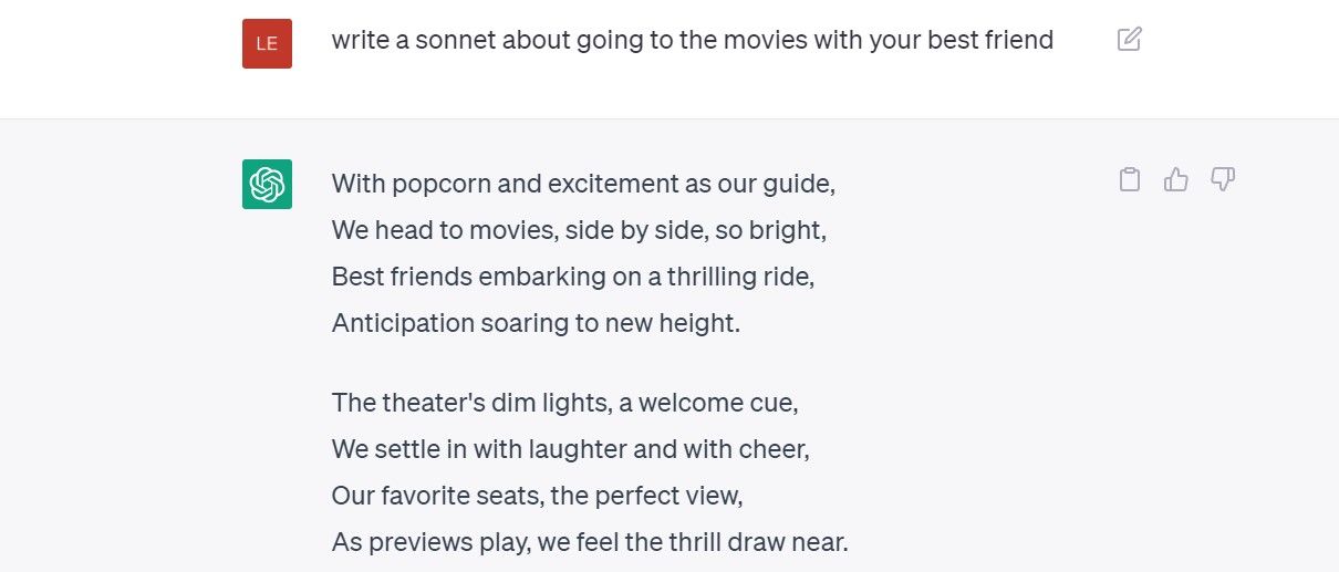 ChatGPT sonnet about movies