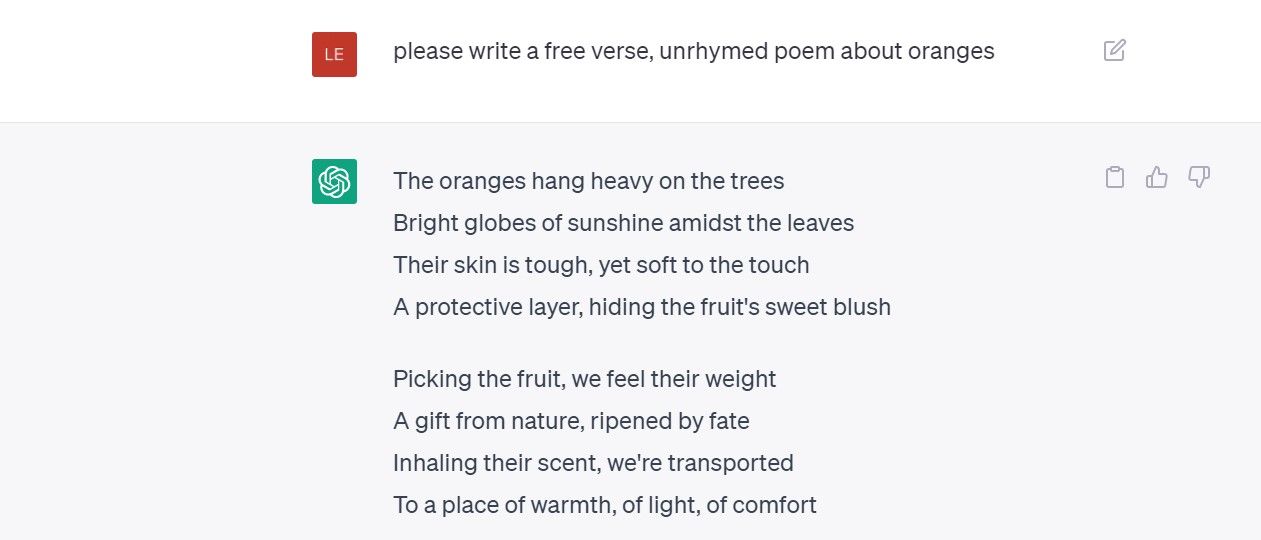 ChatGPT unrhymed poem