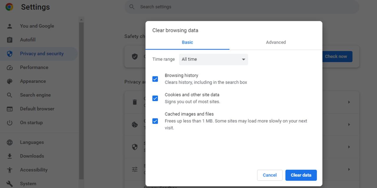 How to clear browsing data in Google Chrome