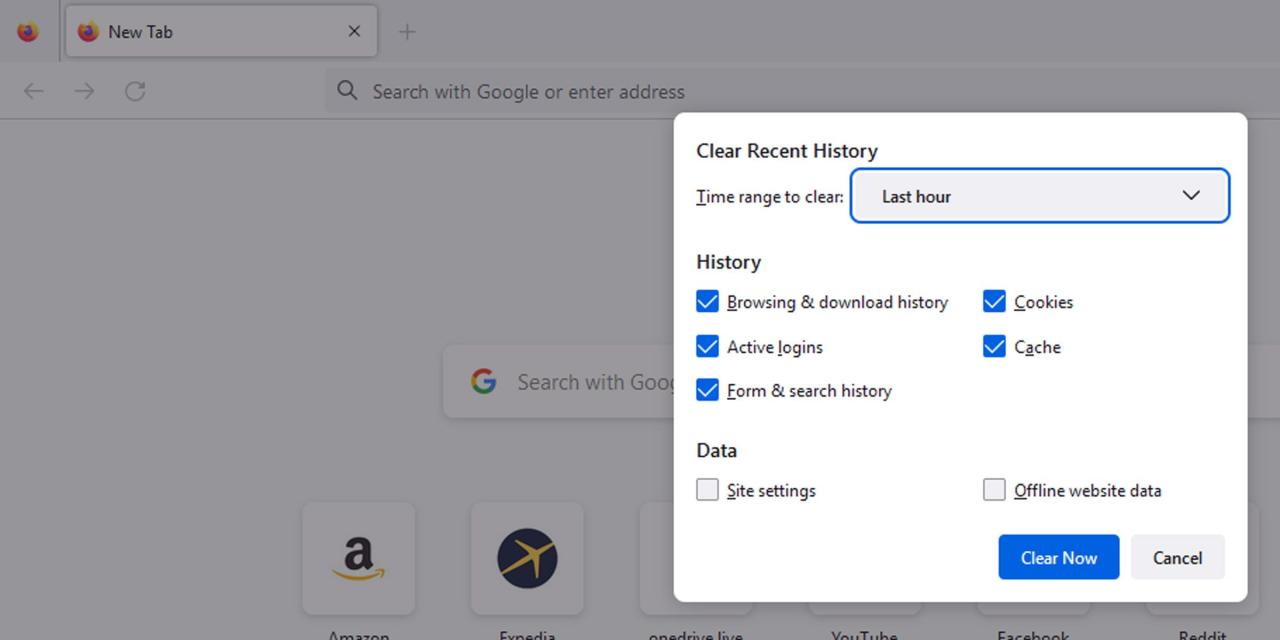 How to clear browsing data on Mozilla Firefox