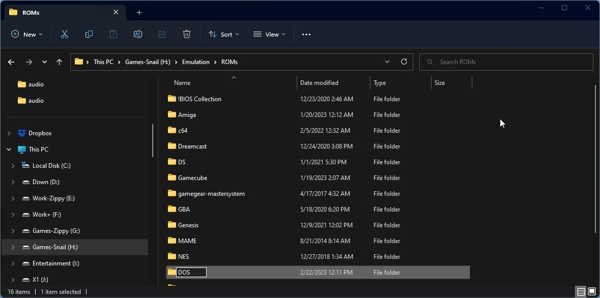 DOS ROMs Folder