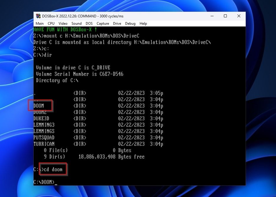 DOSBox-X CD Doom