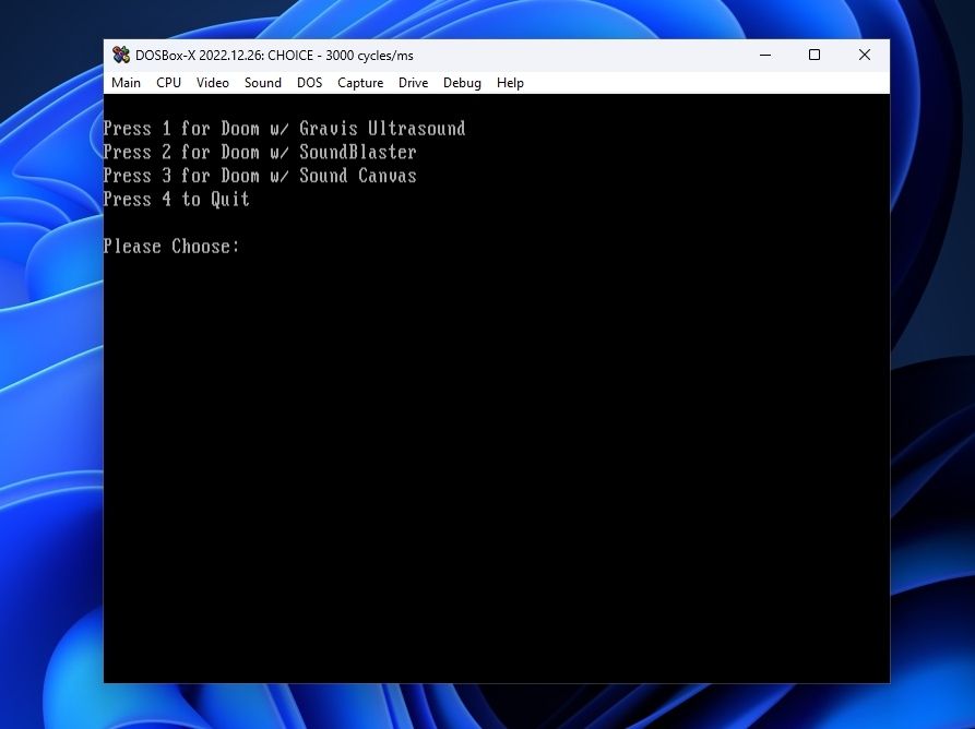 DOSBox-X Doom Selecting Audio System