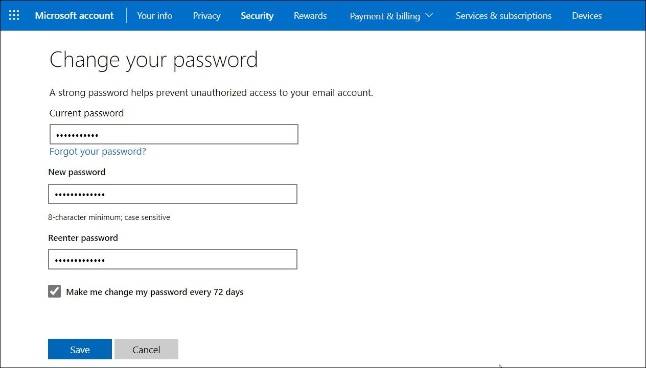 enable password expiration microsoft account online
