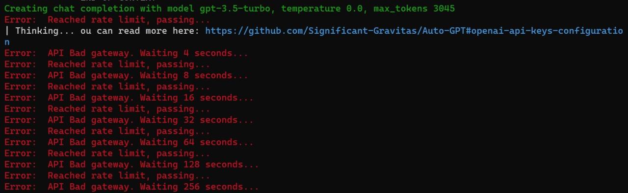 Auto-GPT bad gateway