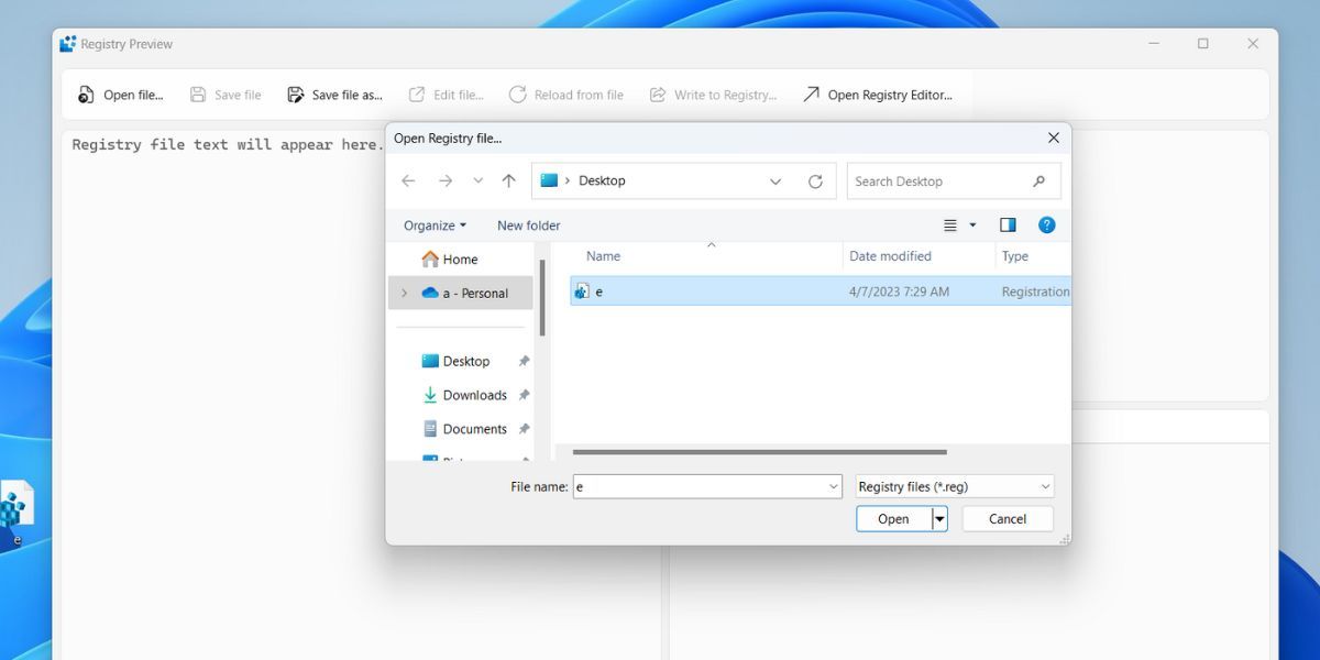 Open Registry file in Registry Preview Feature In PowerToys