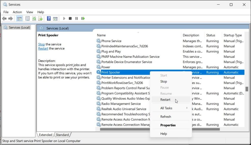 Windows the print spooler service is not running 