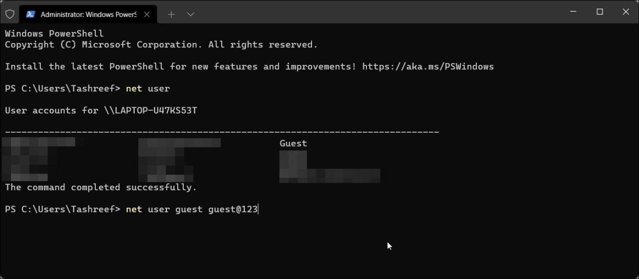 reset user account password command prompt