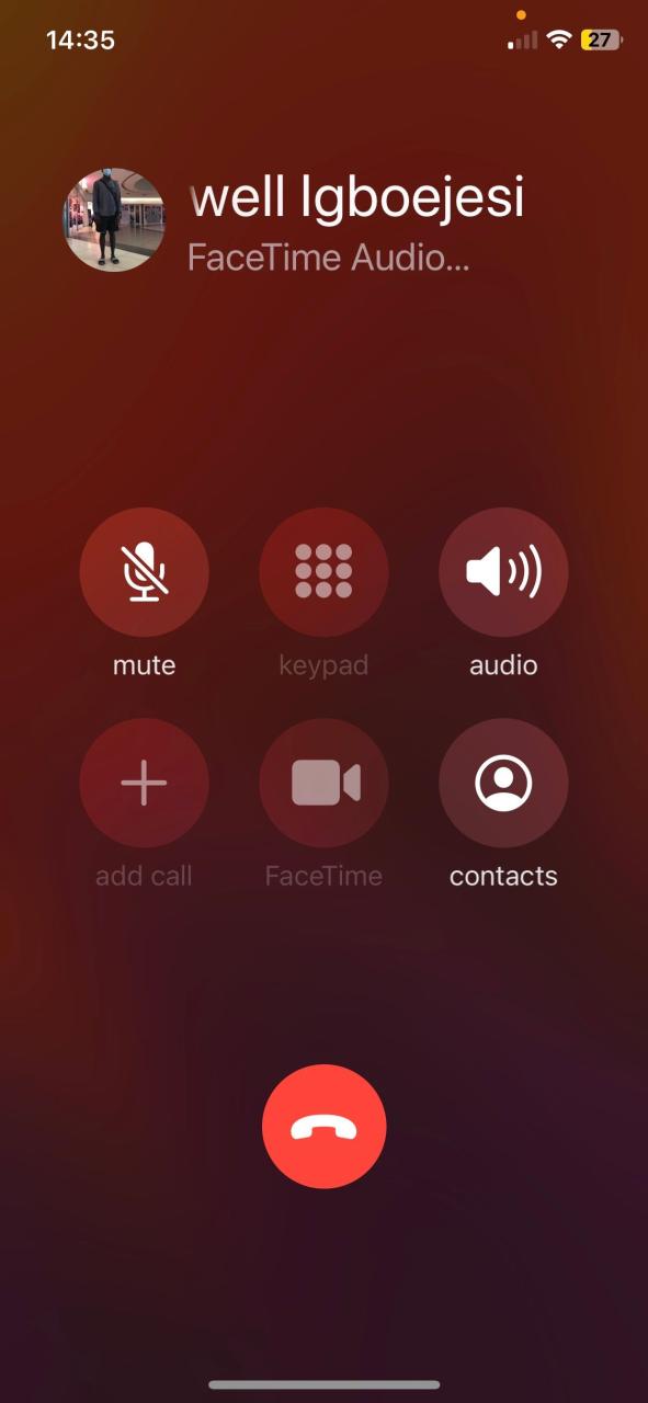 Ringing FaceTime audio call on an iPhone
