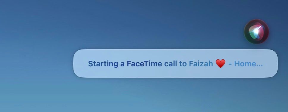 Siri overlay placing a FaceTime call to someone