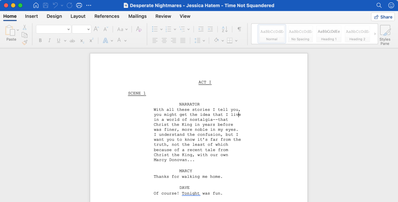 The text of a PDF open and editable in Microsoft Word on Mac