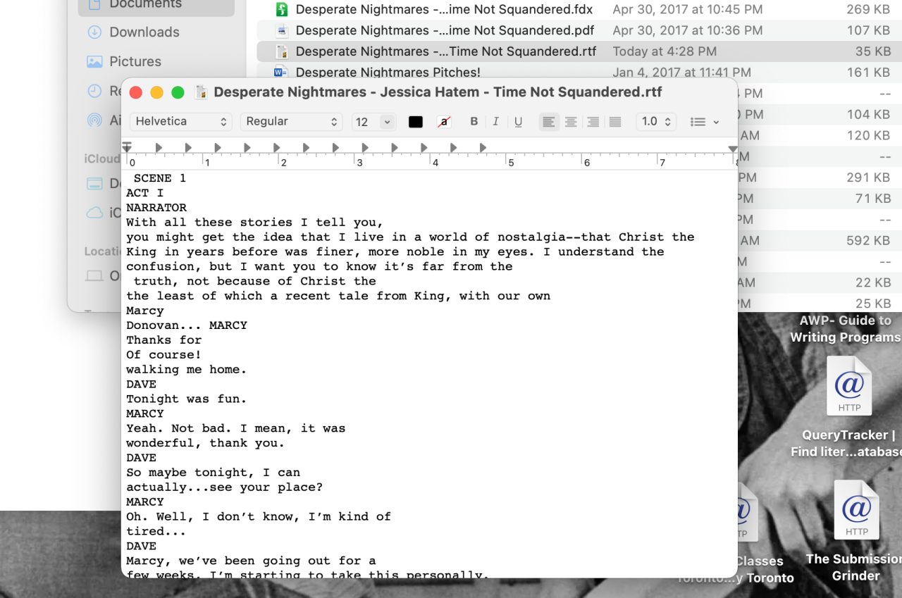 The text of a PDF converted into an RTF file open in TextEdit