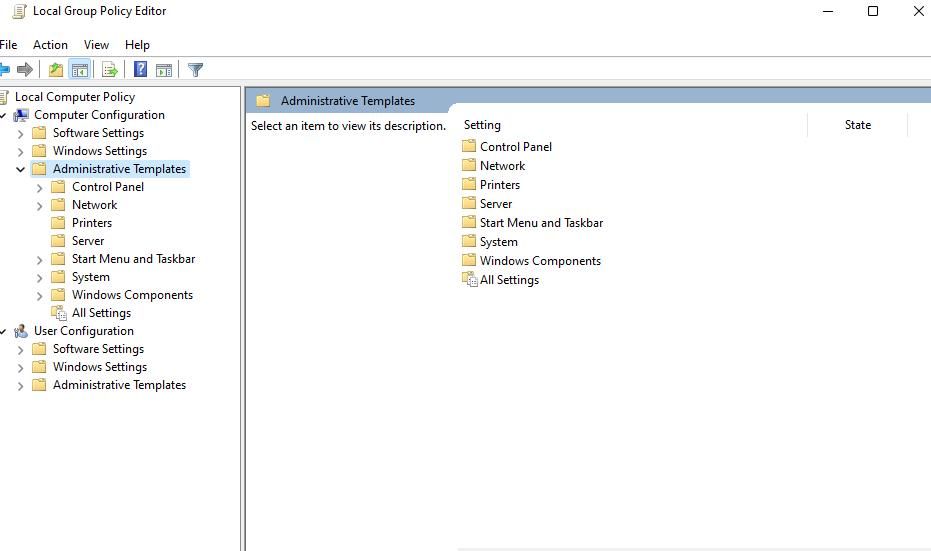 Administrative Templates in Group Policy Editor 