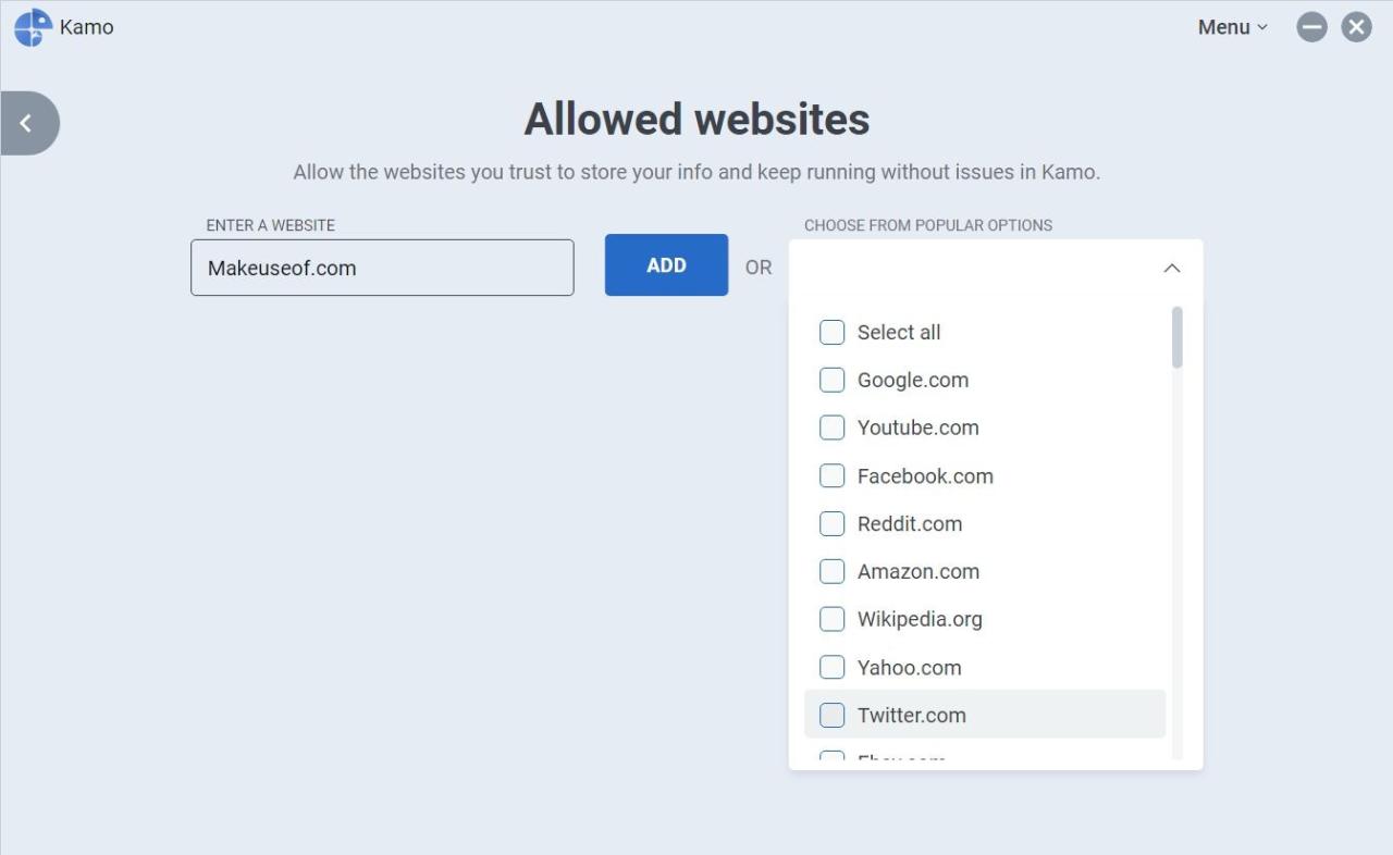 Kamo\'s trusted websites