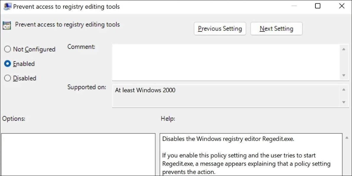 Block Registry Editor Access via Group Policy Editor