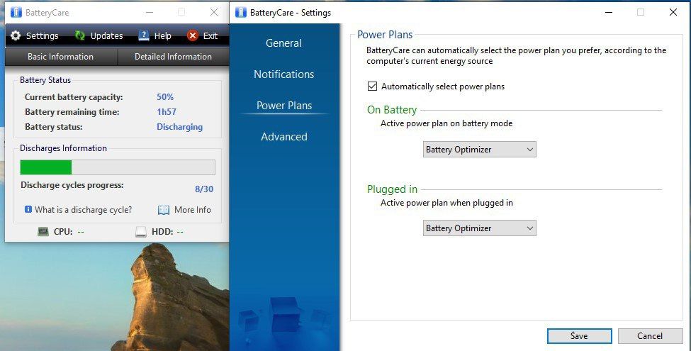 Battery care user interface