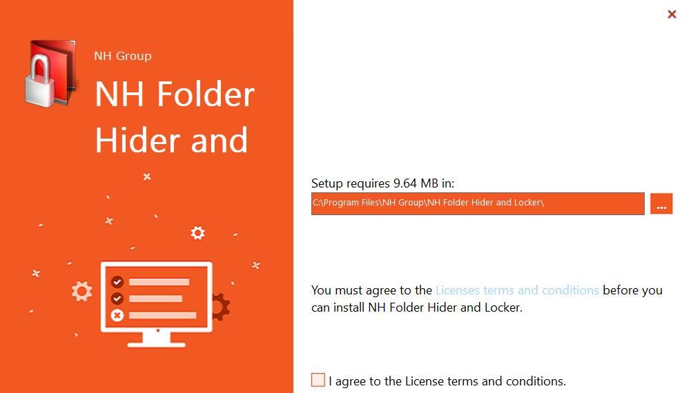 The NH Folder Hider and Locker setup window