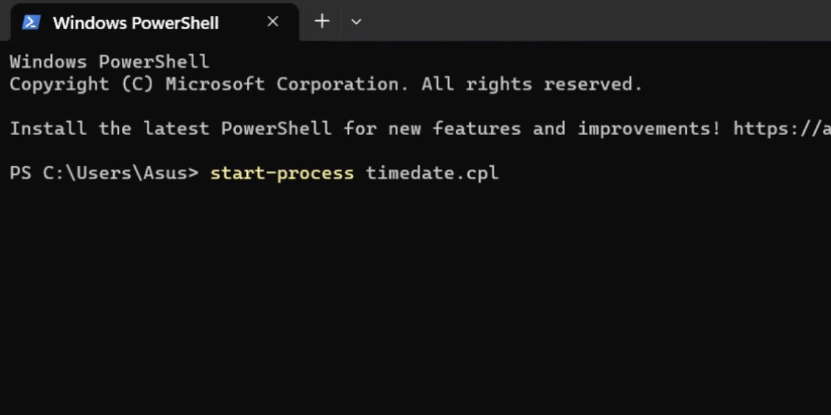 Open Date and Time Settings Using PowerShell