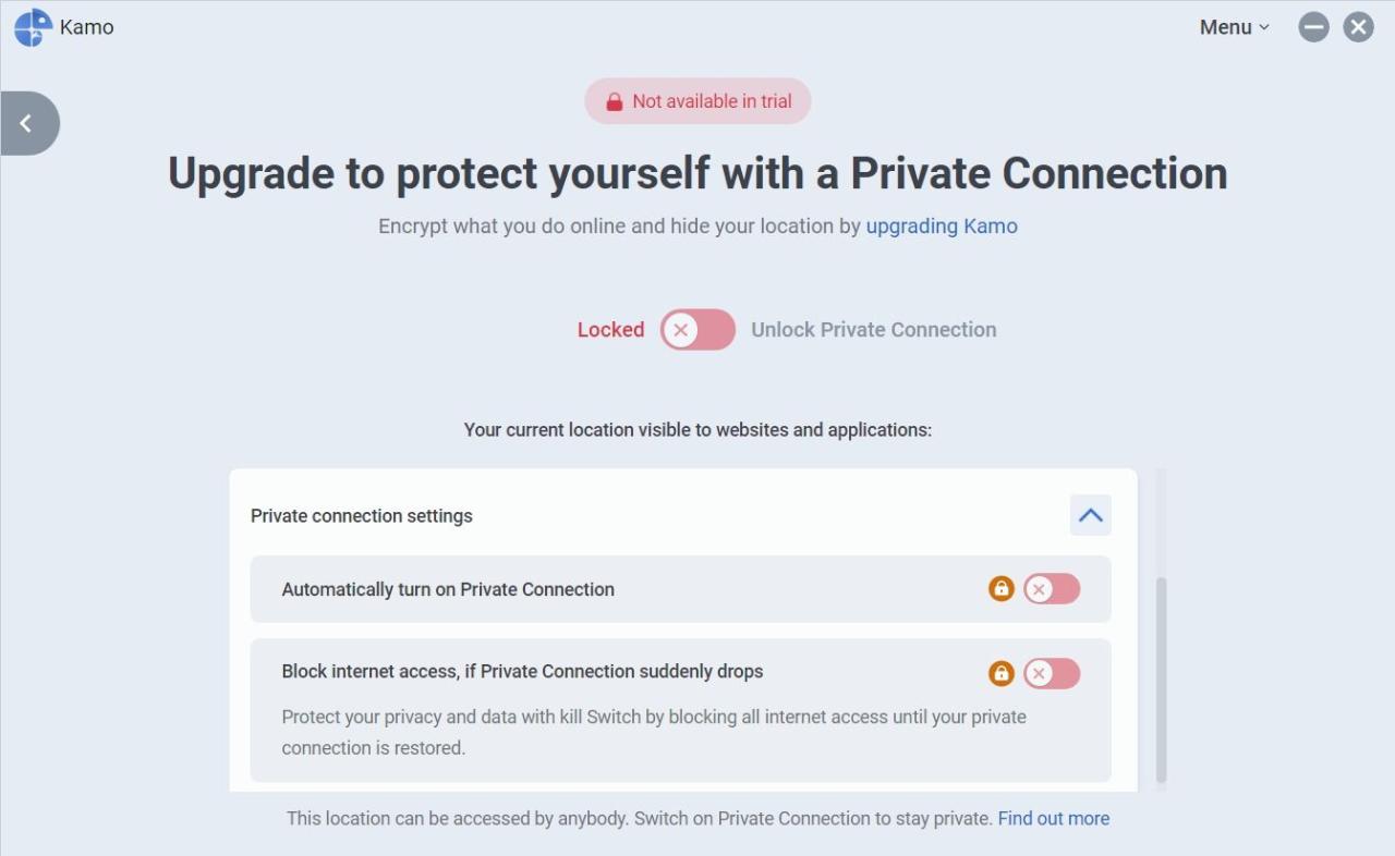 Kamo\'s Privacy Connection feature upgrade