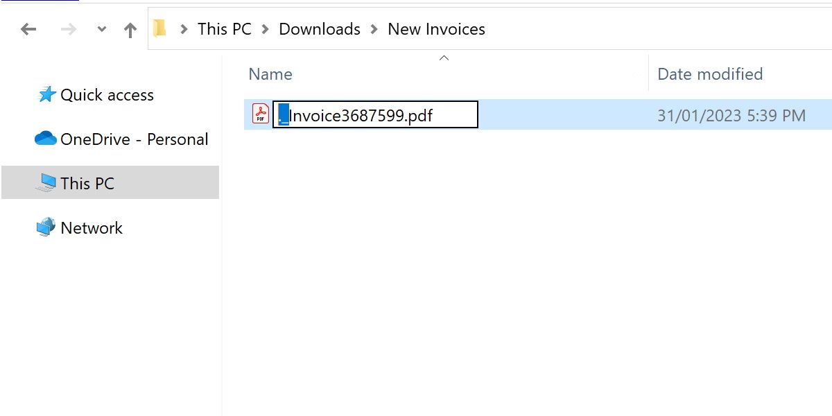 screenshot of a pdf file with mac prefix being renamed
