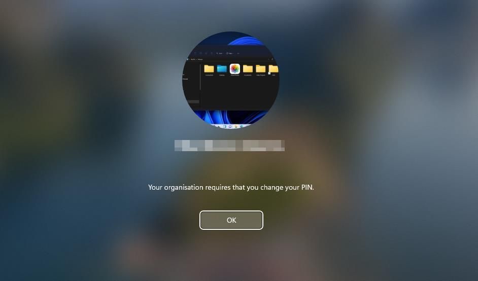The change your PIN message