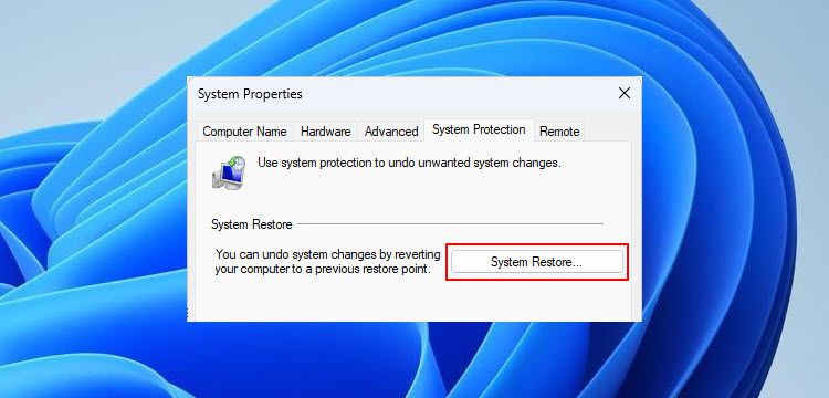 System Restore Option In Windows