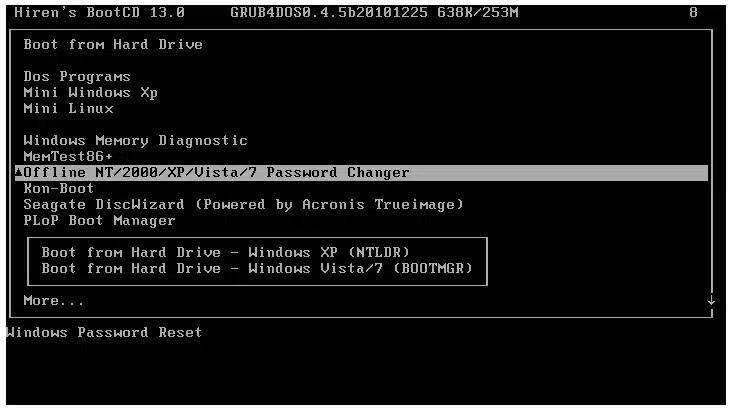 Offline NT/2000/XP/Vista/7 Password Changer